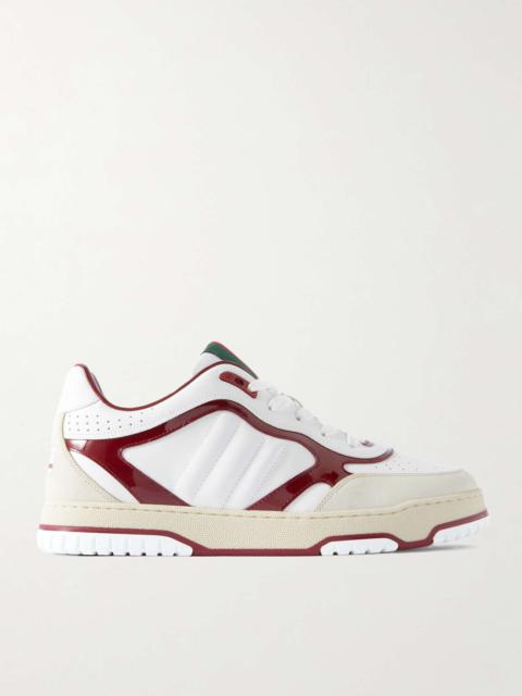 GUCCI Suede and Patent-Leather Trimmed Leather Sneakers