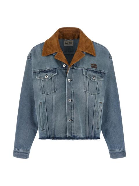 Miu Miu Miu Miu Denim Jacket with Suede Collar