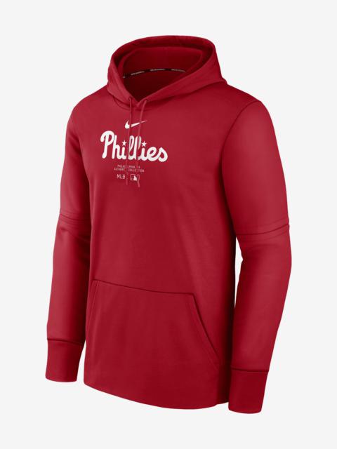 Men's Philadelphia Phillies Authentic Collection Practice Nike Therma MLB Pullover Hoodie