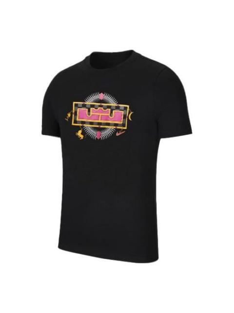 Nike Nike LeBron Pattern Printing Round Neck Short Sleeve Black DN2902-010