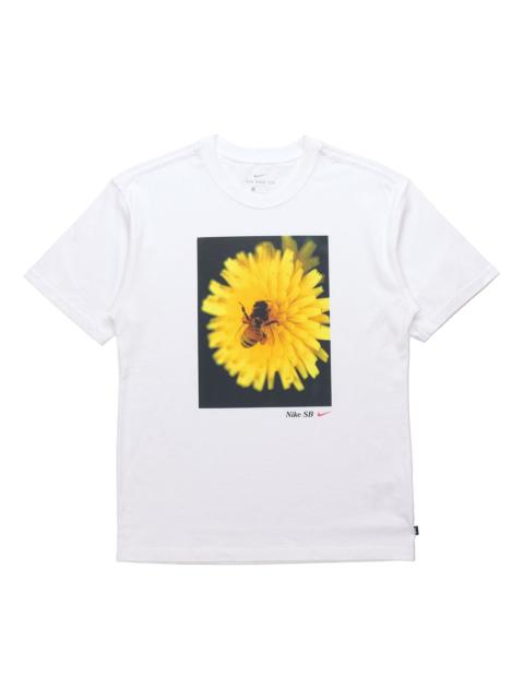 Nike Nike SB 스케이트보드 스포츠 캐주얼 데이지 인쇄 승무원 목 짧은 소매 화이트 DB9962-100