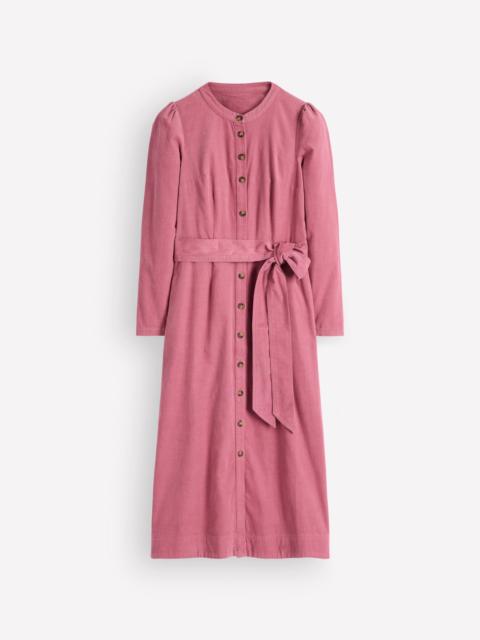 BODEN Louise Cord Midi Shirt Dress-Pink Heather