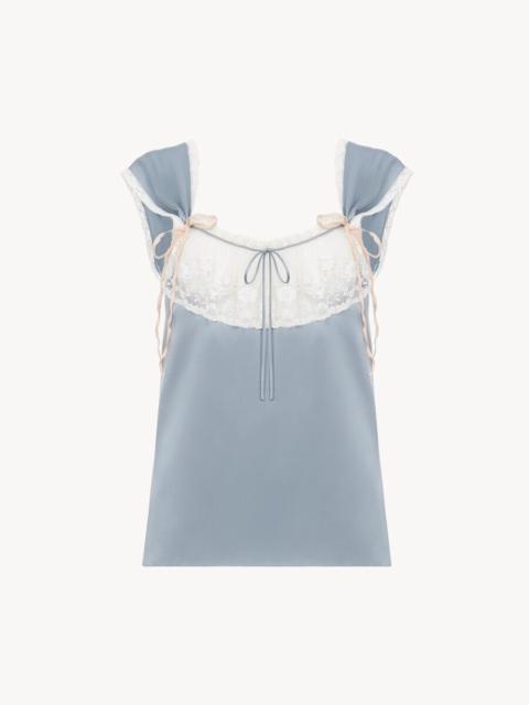 Chloé FLUID LINGERIE TOP IN WASHED SILK SATIN & LACE