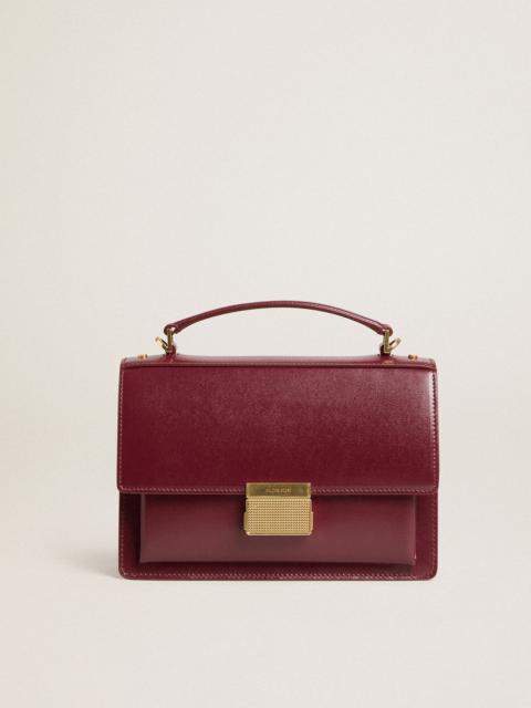 Venezia Bag in burgundy boarded leather with gold details