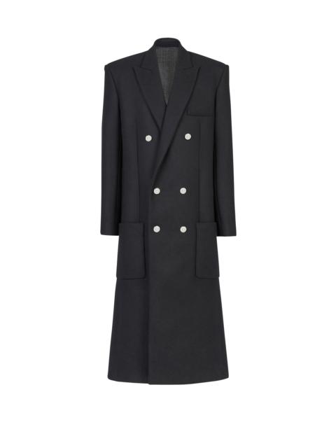 Balmain Long asymmetrical wool coat