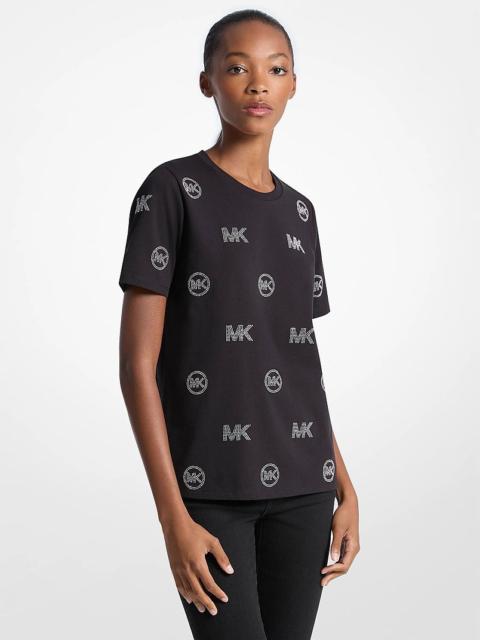 MICHAEL KORS Embellished Logo Cotton T-Shirt