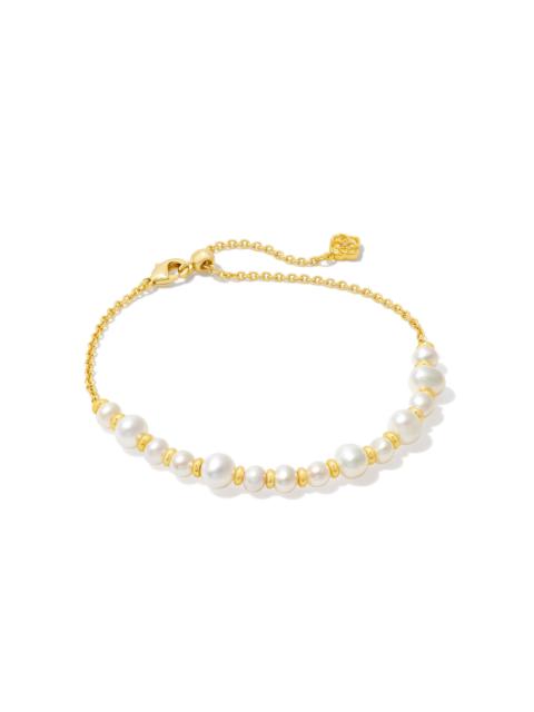 KENDRA SCOTT Jovie Gold Beaded Delicate Chain Bracelet in Freshwater Cultured Pearl