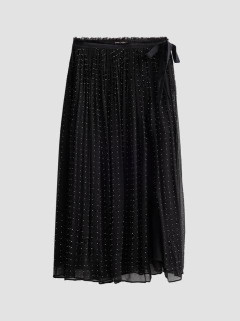 Vince Women's Heat-Set Dot Sheer Gathered Skirt - Black