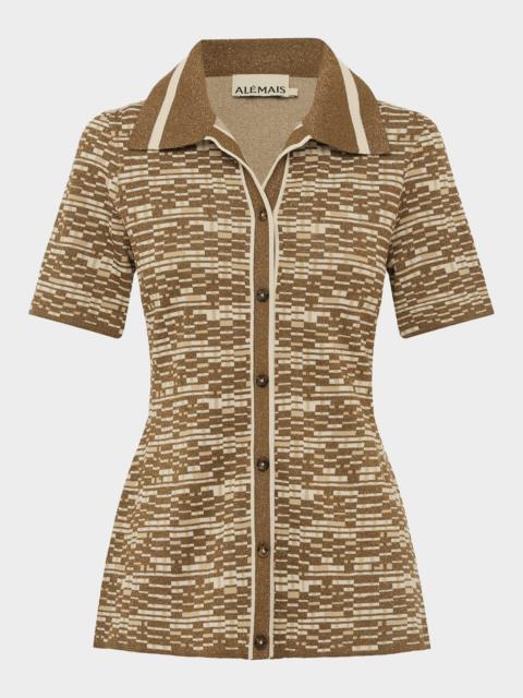 ALÉMAIS Stefanie Knit Button-Front Shirt