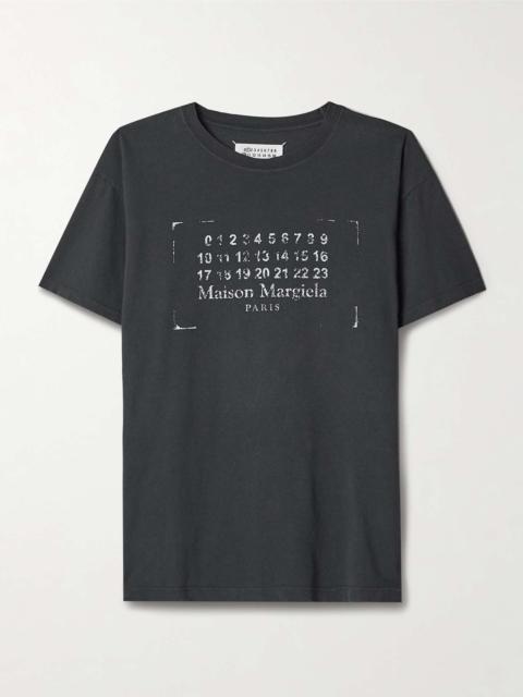 Maison Margiela Printed cotton-jersey T-shirt Gray