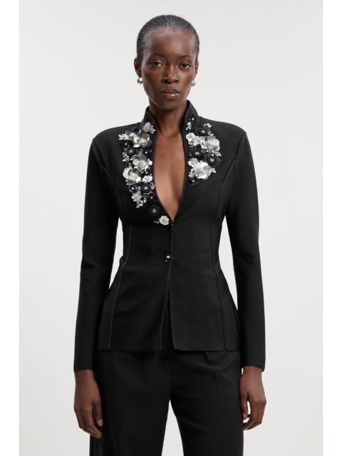 KAREN MILLEN Embellished Figure Form Bandage Fitted Blazer Jacket