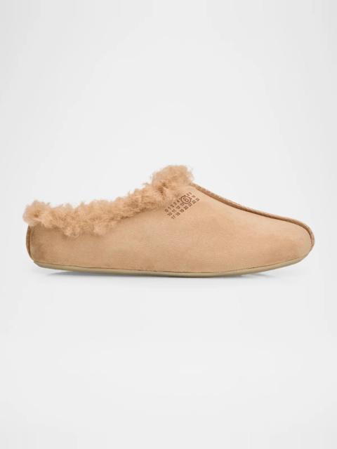 Maison Margiela Shearling-Lined Suede Anatomical Mules