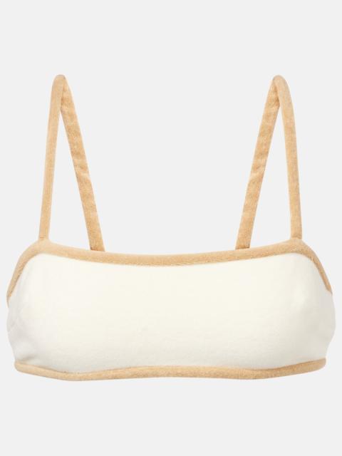 ADRIANA DEGREAS Cotton-blend terry crop top