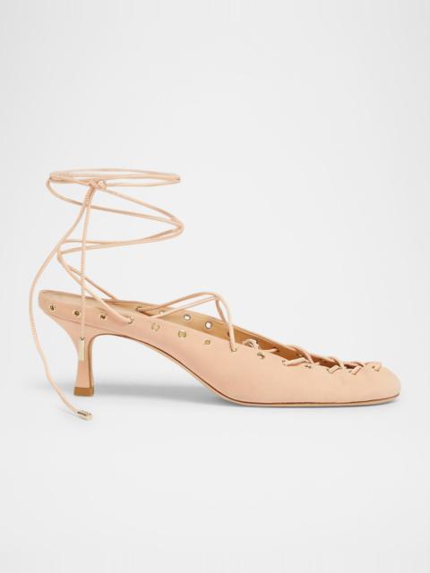 Chloé Ghiles Suede Ankle-Wrap Pumps