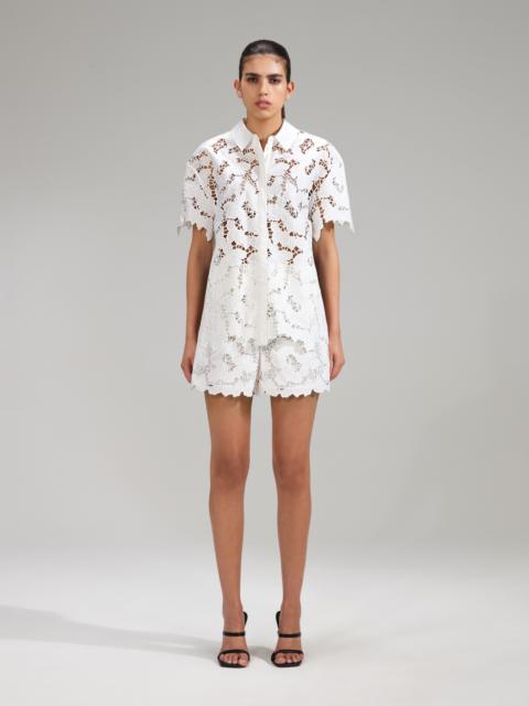 self-portrait White Cotton Lace Long Top