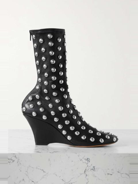 Apollo studded leather wedge ankle boots