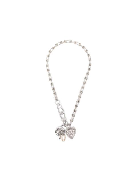 N°21 crystal-embellished heart-pendant necklace