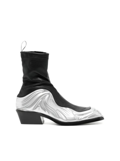 VERSACE Solare leather sock boots