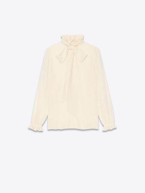 SAINT LAURENT lavallière-neck frilled blouse in crepe de chine