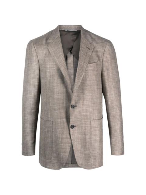 single-breasted wool-linen blazer