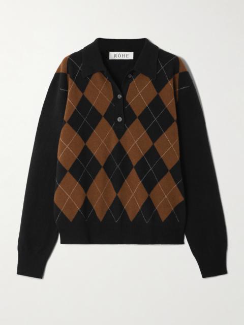 RÓHE Argyle Wool Polo Sweater