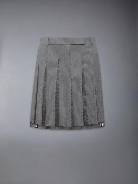 Thom Browne WOOL SEERSUCKER PLEATED LOW RISE PLEATED SKIRT