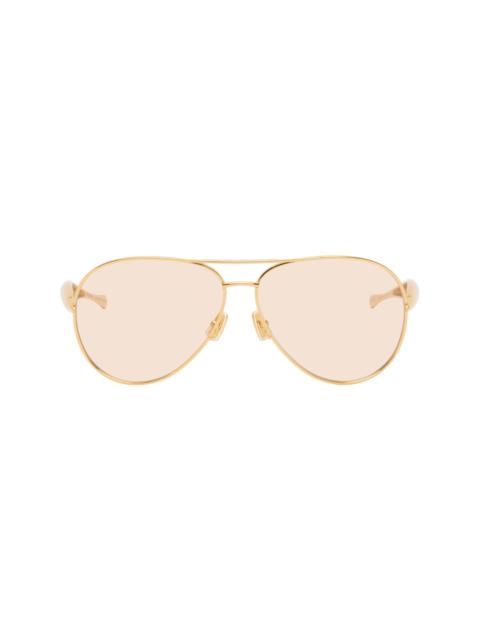 Bottega Veneta Gold Sardine Aviator Sunglasses
