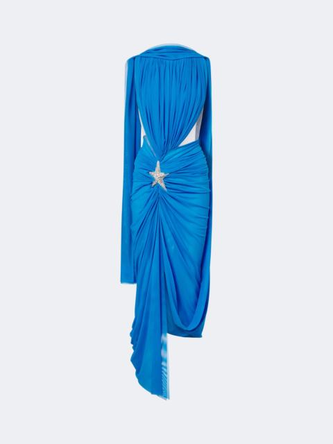 David Koma Draped embellished tulle midi dress