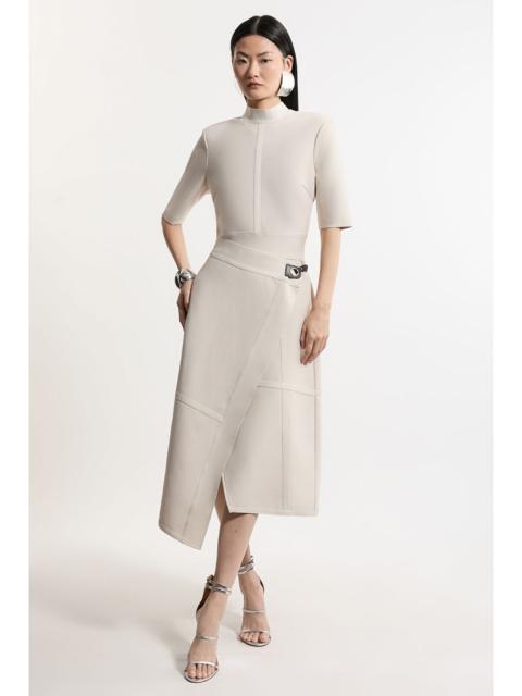 KAREN MILLEN Tall Figure Form Bandage Asymmetric Knit Midi Dress