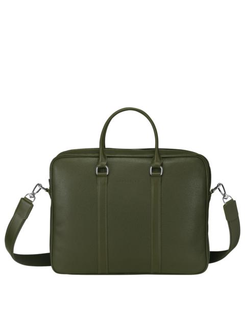 Le Foulonné S Briefcase Khaki - Leather