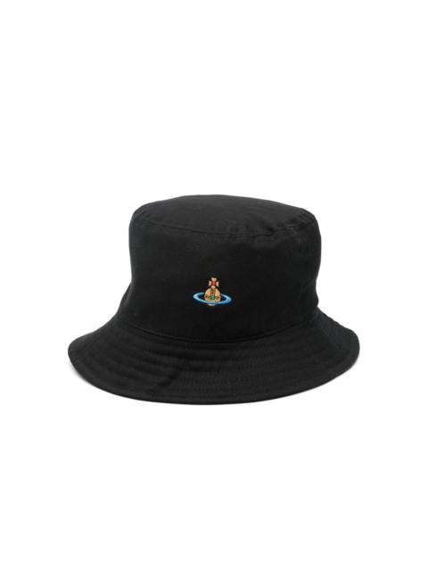 Orb-embroidered canvas bucket hat