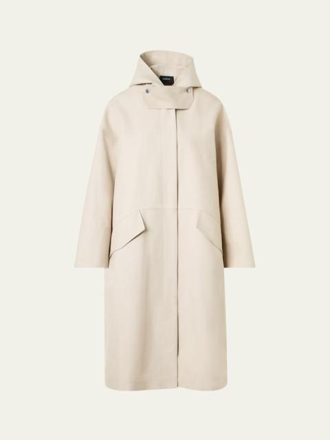 AKRIS Basil Cotton Poplin Hooded Long Coat