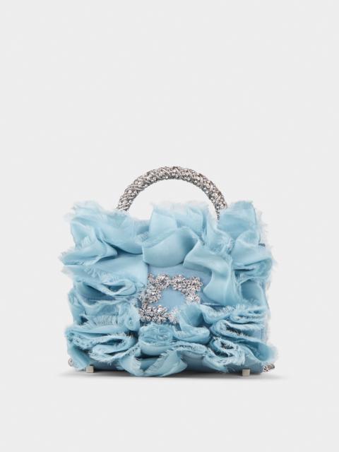 Rouches Jewel Mini Flower Strass Buckle Clutch Bag in Fabric