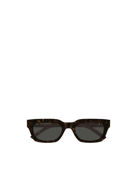 SAINT LAURENT tortoiseshell-effect rectangle-frame sunglasses