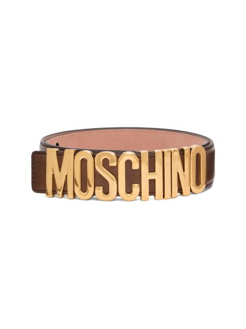 Moschino Brown Logo Hardware Belt