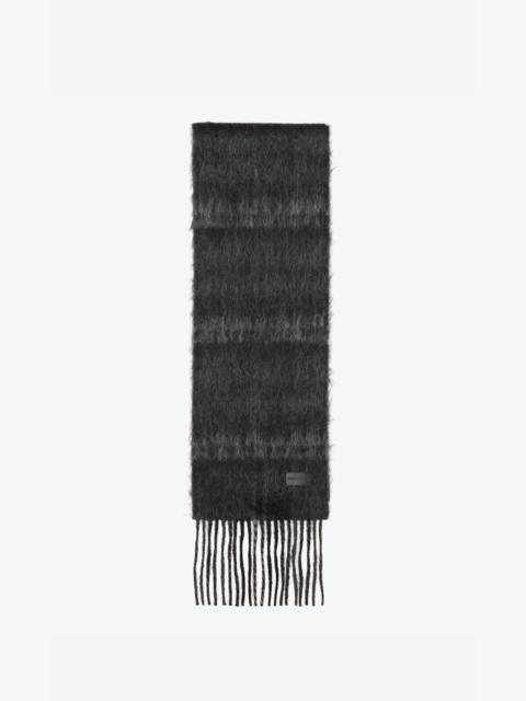 SAINT LAURENT tartan small knit scarf in brushed wool and mohair