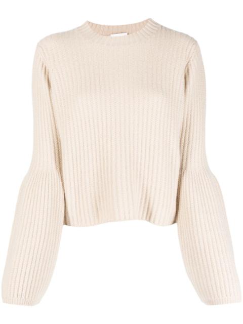 Allude fisherman's knit bishop-sleeved jumper
