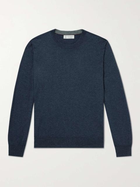 Contrast-Tipped Cashmere Sweater