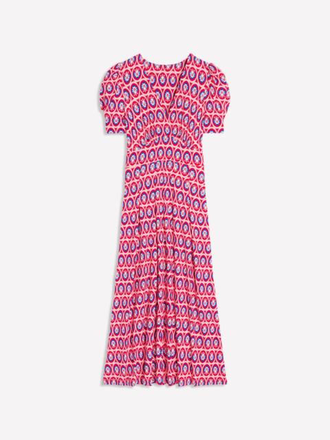BODEN Kristen Pleated Jersey Dress-High Risk Red, Ornate Blossom