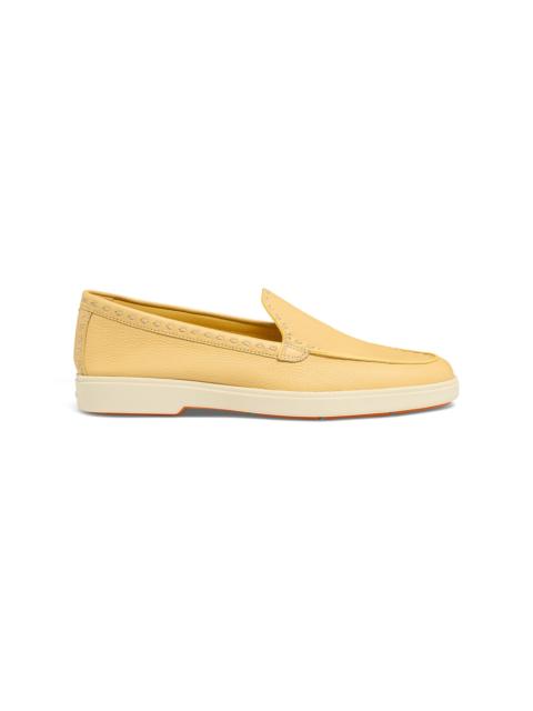 Santoni Women's yellow tumbled leather loafer