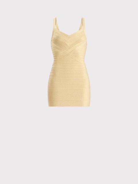 HERVE LEGER ICON METALLIC BANDAGE BUSTIER MINI DRESS