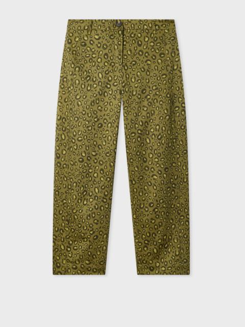 Paul Smith Women's Khaki 'Animal' Print Barrel-Leg Trousers