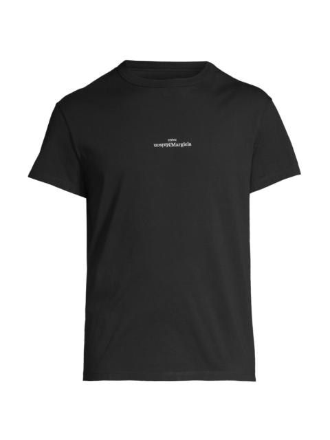 Maison Margiela Men's Reversed Logo Crewneck T-Shirt - Black White