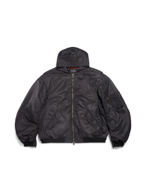 BALENCIAGA Men's Tape Type Light Hooded Bomber in Black