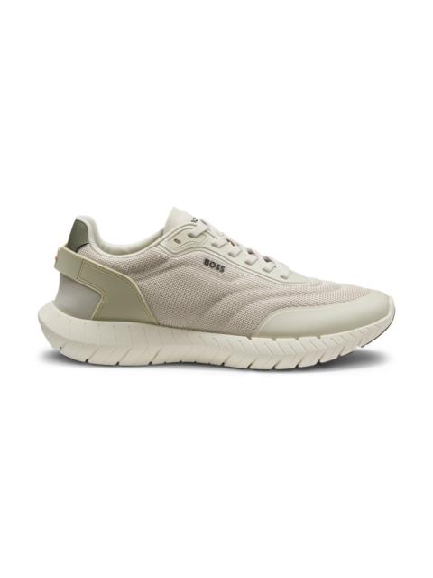 BOSS RUNNING SNEAKERS WITH LEATHER TRIMS