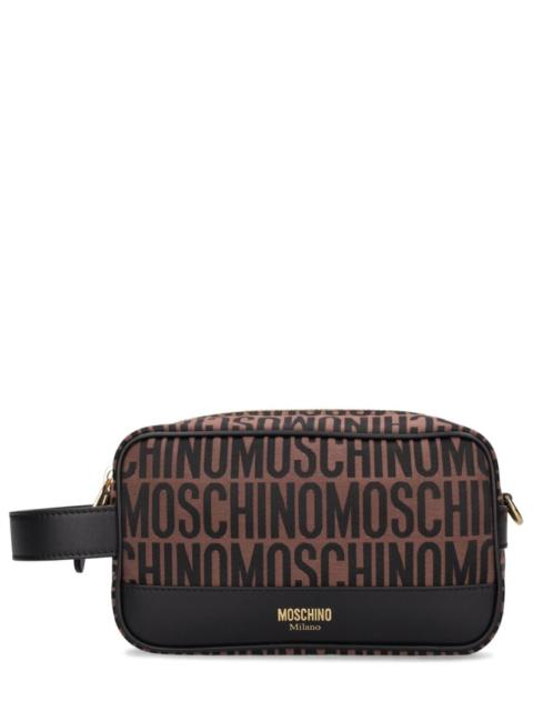 Moschino logo jacquard toiletry bag