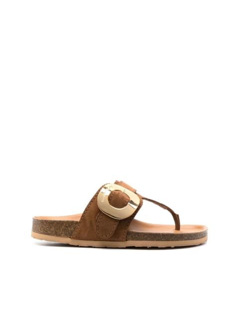 See by Chloé gold-tone plaque suede slides