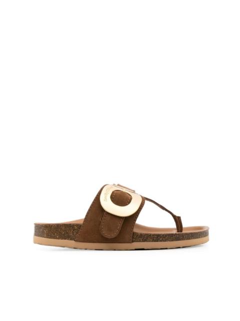 See by Chloé gold-tone plaque suede slides