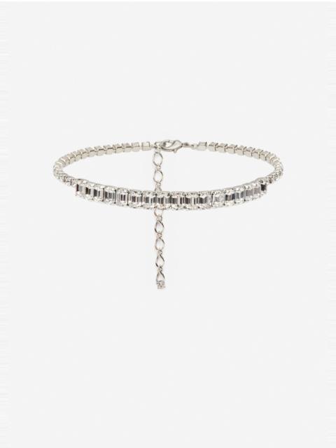 MAGDA BUTRYM Thin choker necklace with baguette-cut silver crystals
