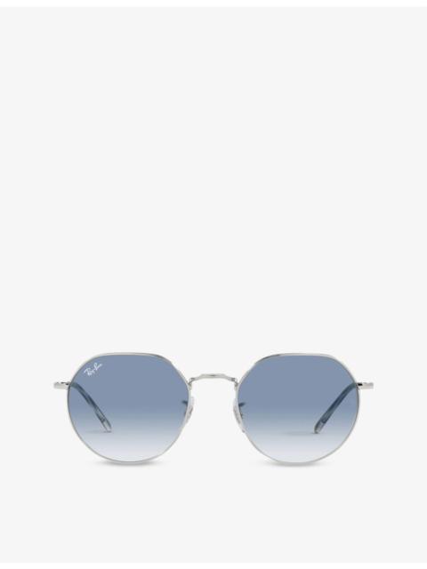 Ray-Ban RB3565 Jack hexagonal-frame silver-toned and acetate sunglasses